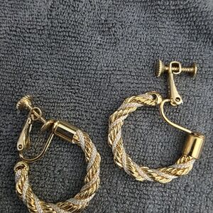 Elegant Gold and Silver Twisted Hoop Earrings